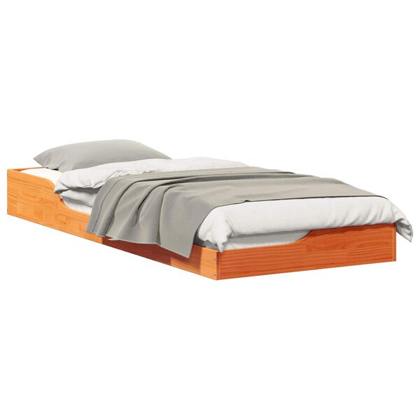 vidaXL Cadre de lit Brun cire 100 x 220 cm Pin massif