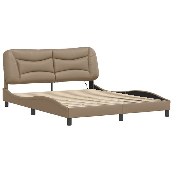 vidaXL Cadre de lit avec LED sans matelas Hvar cappuccino 160x200 cm
