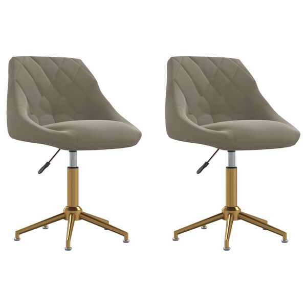 vidaXL Chaises pivotantes &agrave; manger lot de 2 gris clair velours