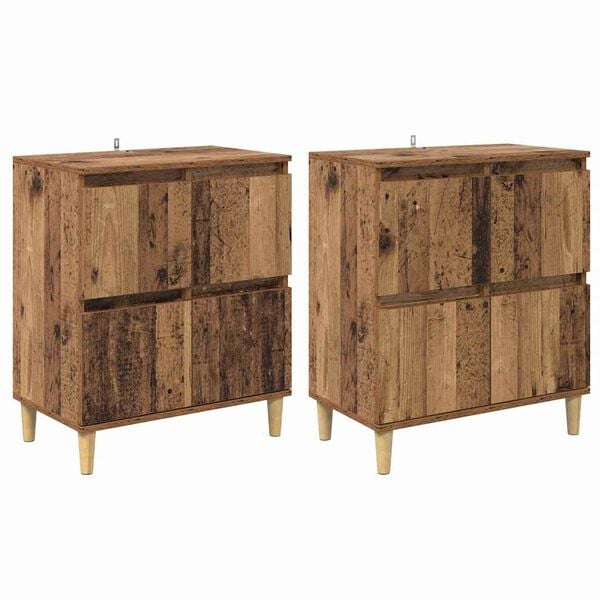 vidaXL Buffets 2 pcs Bois Ancien 60 x 35 x 70 cm Bois d'ing&eacute;nierie