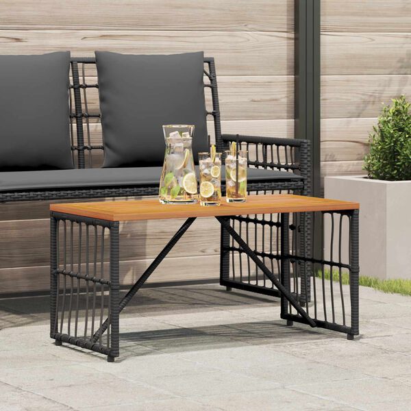 vidaXL Table de jardin Noir 80 x 40 x 40 cm Acier et Rattan Poly