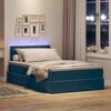 vidaXL Lit avec rangement et LED Bleu fonc&eacute; 120 x 200 cm Velours