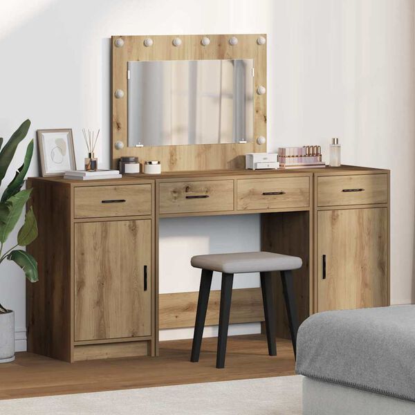 vidaXL Table de Toilette avec tiroir 3 pcs Marron Bois d'ing&eacute;nierie