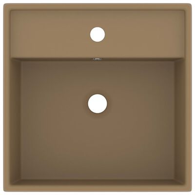 vidaXL Lavabo carré de luxe à trop-plein Crème mat 41x41 cm Céramique