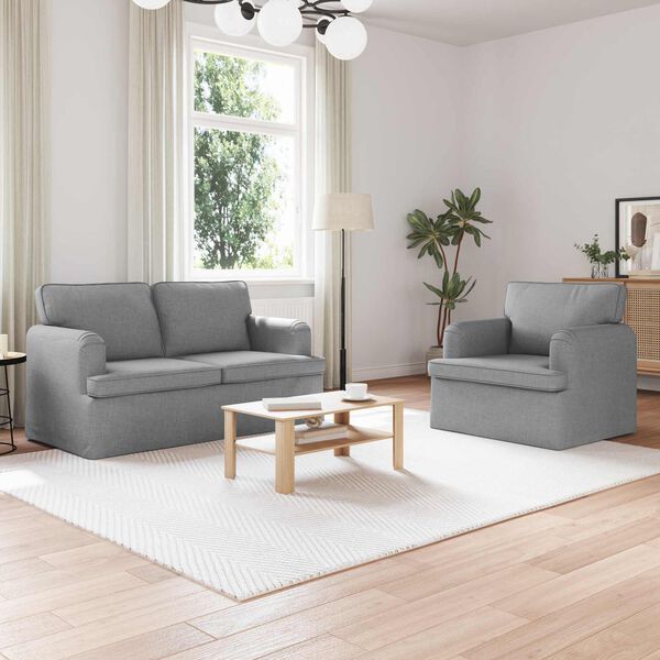 vidaXL Ensemble de Canap&eacute;s 2 pcs Gris clair 144 x 80 x 85 cm tissu