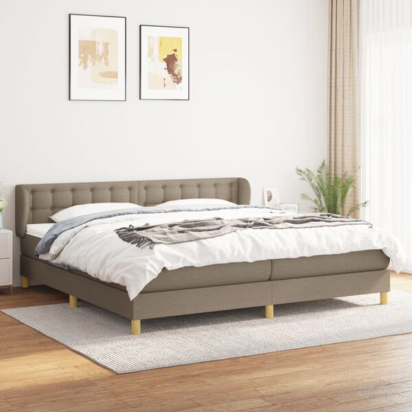 vidaXL Sommier &agrave; lattes de lit avec matelas Taupe 200x200 cm Tissu