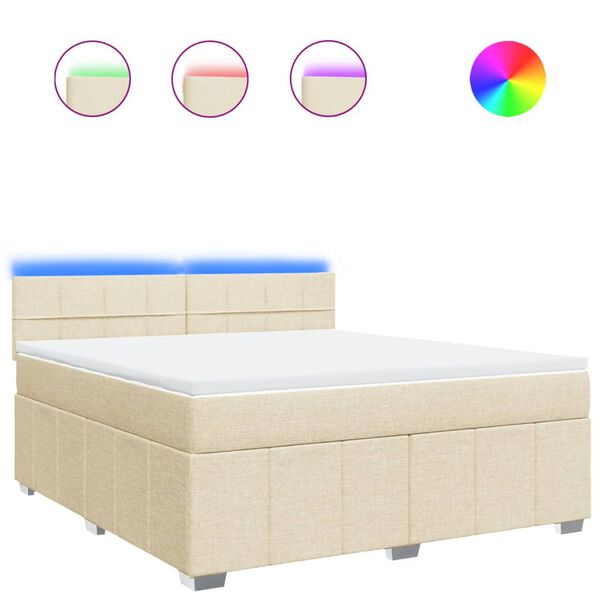 vidaXL Sommier &agrave; lattes de lit avec matelas Cr&egrave;me 180x200 cm Tissu