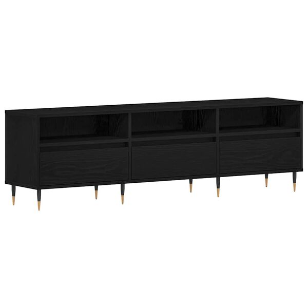 vidaXL Meuble TV Ch&ecirc;ne noir 150 x 30 x 44,5 cm Bois d'ing&eacute;nierie
