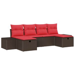 vidaXL Ensemble de canap&eacute; de jardin 6 pcs Marron polyrotin