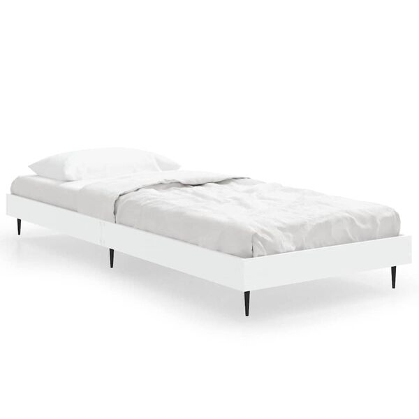 vidaXL Cadre de lit sans matelas blanc 75x190 cm bois d'ing&eacute;nierie