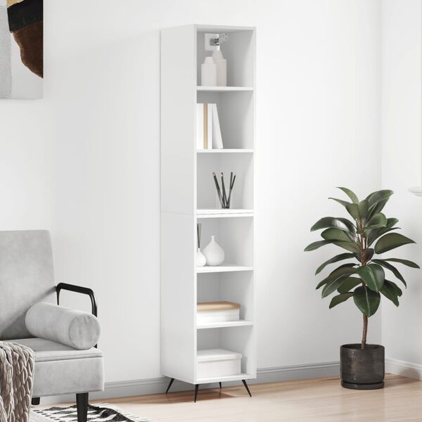 vidaXL Buffet haut Blanc 34,5x32,5x180 cm Bois d'ing&eacute;nierie
