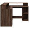 vidaXL Bureau et lumi&egrave;res LED ch&ecirc;ne marron bois d'ing&eacute;nierie