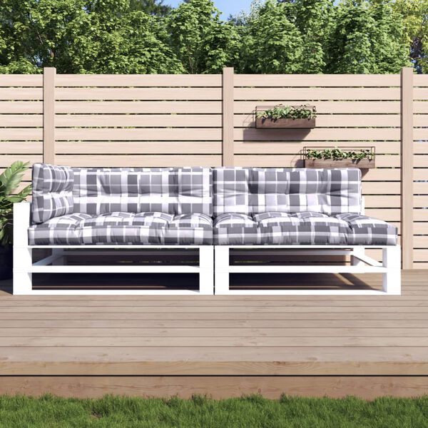 vidaXL Coussins de palette 5 pcs motif &agrave; carreaux gris tissu