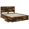 vidaXL Cadre de lit Ch&ecirc;ne fum&eacute; 150 x 200 cm Bois Ing&eacute;nierie