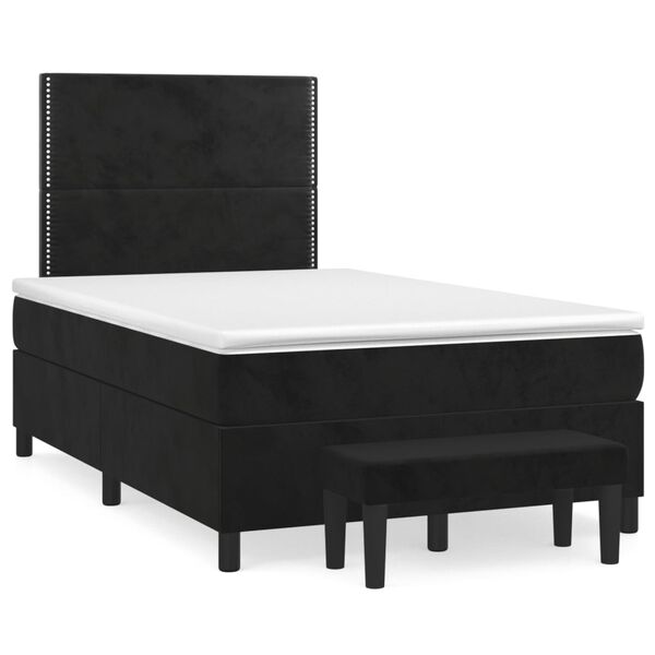 vidaXL Sommier &agrave; lattes de lit avec matelas Noir 120x200 cm Velours