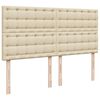 vidaXL Sommier &agrave; lattes de lit avec matelas Cr&egrave;me 200x200 cm Tissu