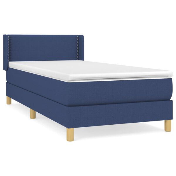 vidaXL Sommier &agrave; lattes de lit avec matelas Bleu 100x200 cm Tissu