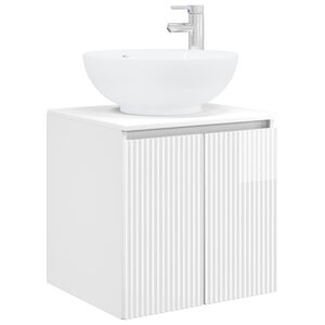 vidaXL Vanit&eacute; de lavabo mural Blanc brillant 49,5 x 44,5 x 65 cm