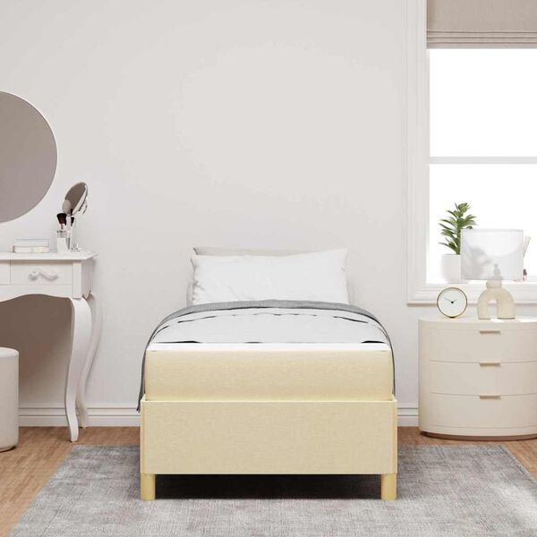 vidaXL Cadre de lit avec matelas Cr&egrave;me 90 x 200 cm tissu