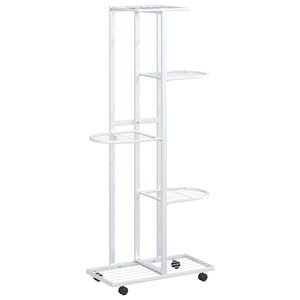 vidaXL Jardini&egrave;re &agrave; 5 niveaux avec roues 44x23x100 cm Blanc Fer