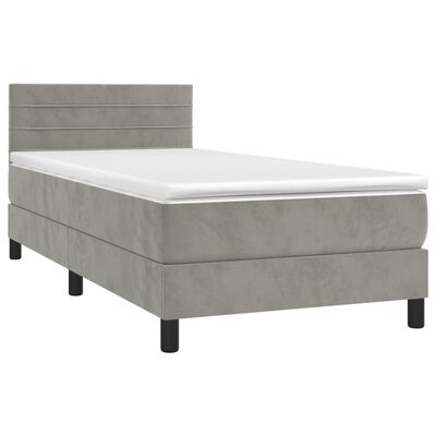 vidaXL Sommier à lattes de lit et matelas Gris clair 80x200 cm Velours