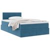 vidaXL Lit de Rangement avec matelas Bleu foncé 120 x 200 cm Velours