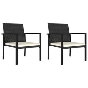 vidaXL Chaises &agrave; manger de jardin lot de 2 r&eacute;sine tress&eacute;e noir