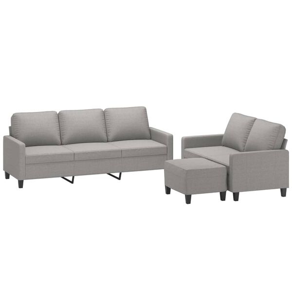 vidaXL Ensemble de canap&eacute;s 3 pcs avec coussins Gris clair Tissu