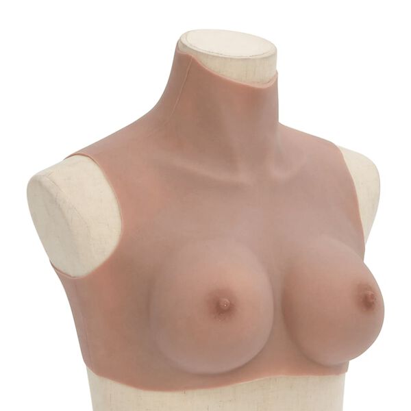 vidaXL Plastron en silicone marron p&acirc;le coupe C