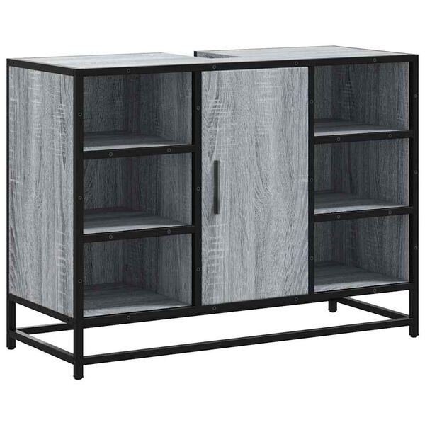 vidaXL Armoire lavabo de salle de bain sonoma gris bois d'ing&eacute;nierie