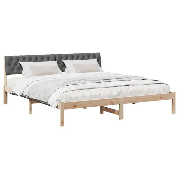 vidaXL Cadre de lit avec t&ecirc;te de lit marron et gris fonc&eacute; 180 x 200 cm