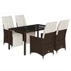 vidaXL Ensemble de bistro de jardin 5 pcs coussins marron poly rotin