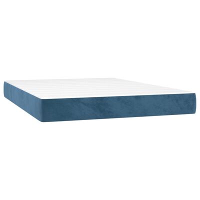 vidaXL Sommier à lattes de lit et matelas Bleu foncé 140x190cm Velours