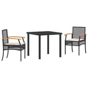 vidaXL Ensemble de salle &agrave; manger pour jardin 3 pcs Gris et Noir Rotin