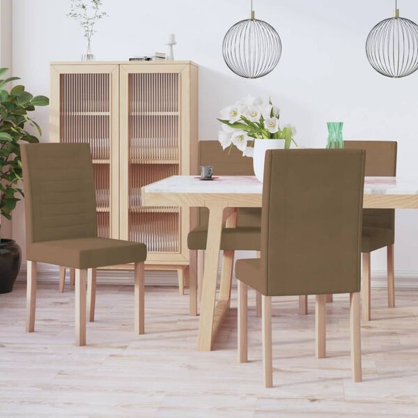 vidaXL Chaises &agrave; manger lot de 4 marron tissu