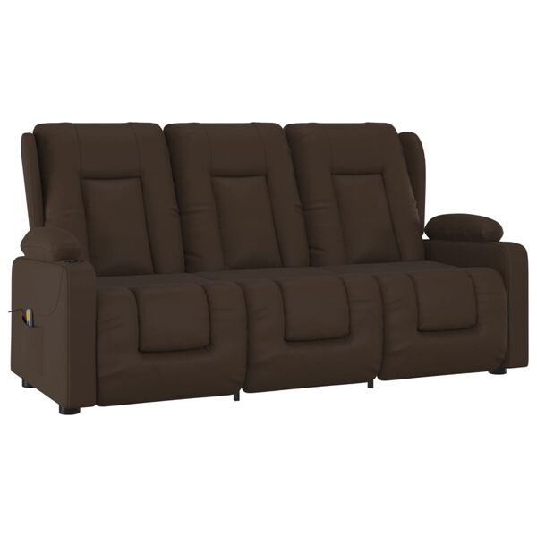 vidaXL Fauteuil inclinable porte-gobelets 3 places marron similicuir