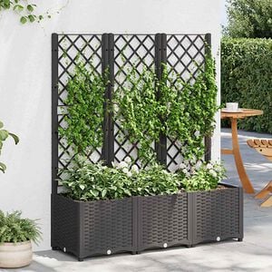 vidaXL Jardini&egrave;re de jardin avec treillis Noir 120 x 40 x 136 cm PP