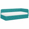 vidaXL Cadre de lit d'angle avec matelas Turquoise 90 x 200 cm Velours