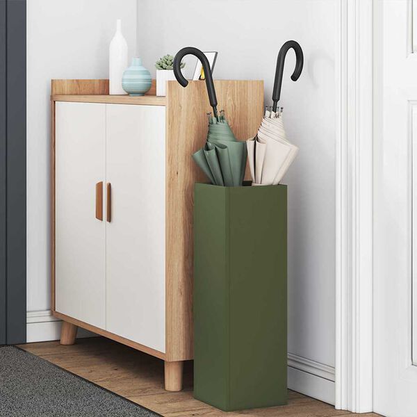 vidaXL Porte-parapluie avec stockage Olive 15,5 x 15,5 x 49 cm M&eacute;tal