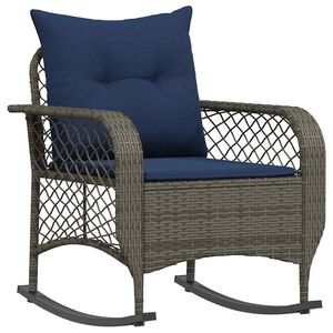 vidaXL Chaise &agrave; bascule de jardin avec coussins gris r&eacute;sine tress&eacute;e