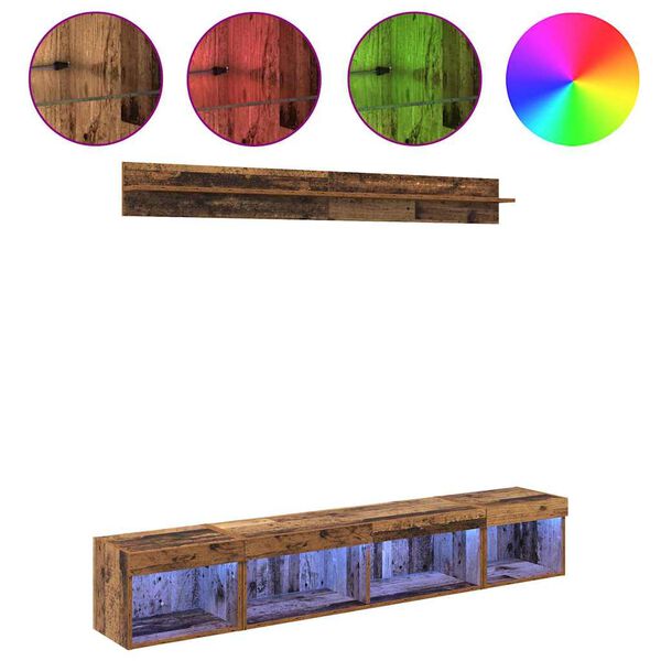 vidaXL Ensemble de meuble TV mural 5 pcs Bois ancien Bois d'ing&eacute;nierie