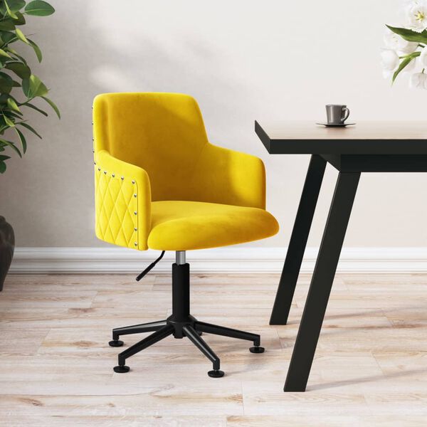 vidaXL Chaise pivotante de bureau Jaune moutarde Velours
