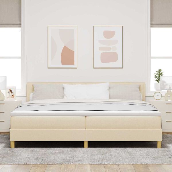 vidaXL Lit &agrave; ressorts avec matelas Cr&egrave;me 200 x 200 cm tissu