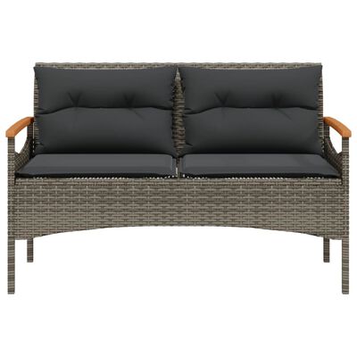 vidaXL Banc de jardin avec coussins 116x62,5x74 cm gris résine tressée