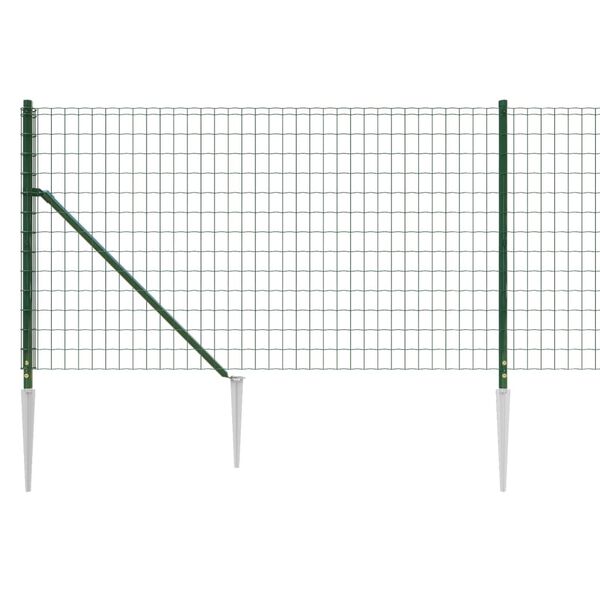 vidaXL Cl&ocirc;ture en treillis m&eacute;tallique et piquet d'ancrage vert 1,1x25m