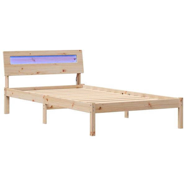 vidaXL Cadre de lit avec t&ecirc;te de lit Marron 90 x 200 cm Pin massif
