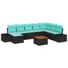 vidaXL Ensemble de canap&eacute; de jardin 9 pc Noir polyrotin