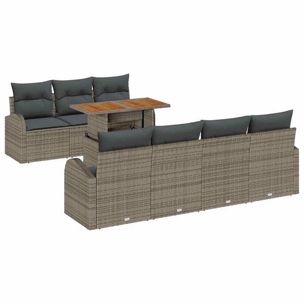 vidaXL Ensemble de canap&eacute; de jardin avec coussin 8 pcs Gris