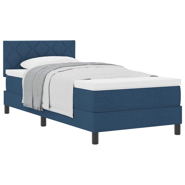 vidaXL Lit &agrave; ressorts avec matelas Bleu 90 x 200 cm tissu