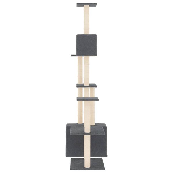 vidaXL Arbre &agrave; chat avec griffoirs en sisal Gris fonc&eacute; 180 cm